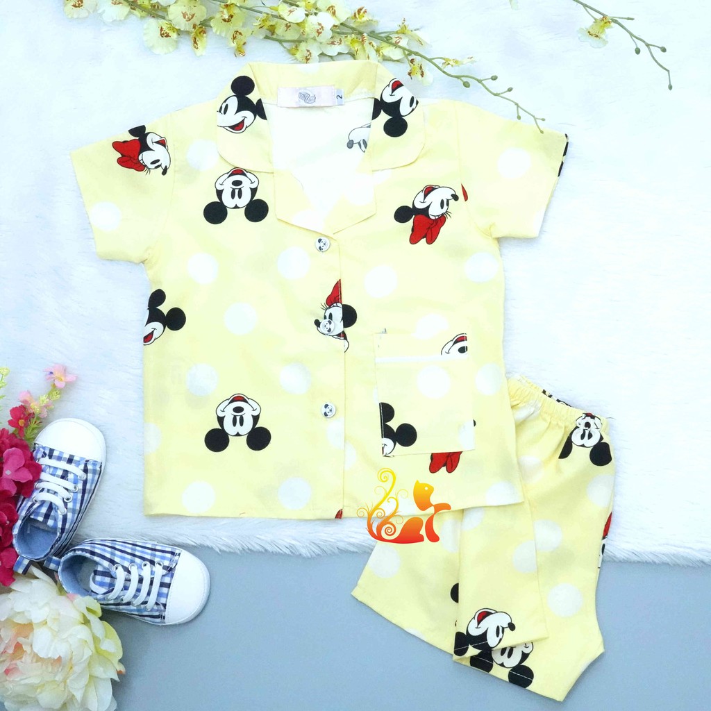 Đồ Mặc Nhà &quot;Mít ki chấm bi&quot; Pijama Kate Thái - Cho Bé 8 - 38kg.