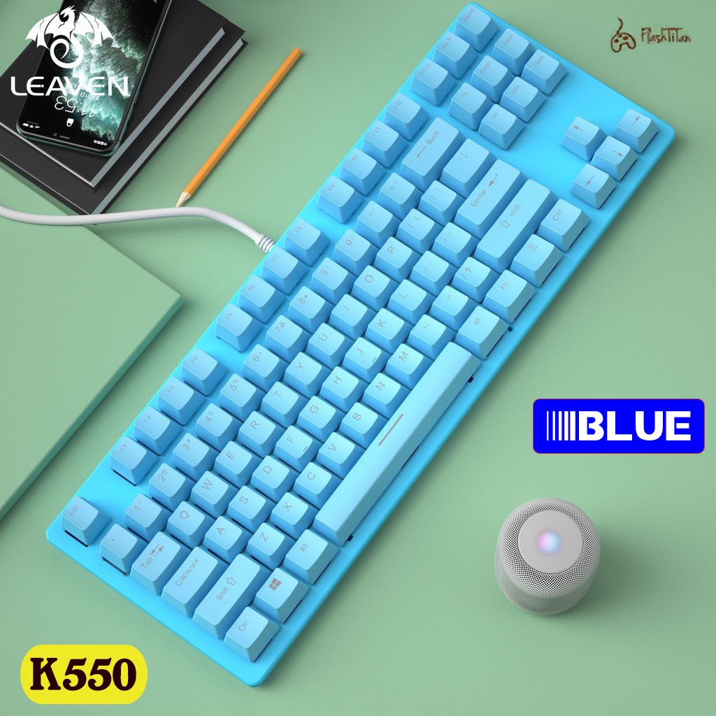 Bàn Phím Cơ Máy Tính Gaming LEAVEN K550 Blue Switch Full Led 7 Chế Độ Màu - Chơi Game Văn Phòng Cực Đã