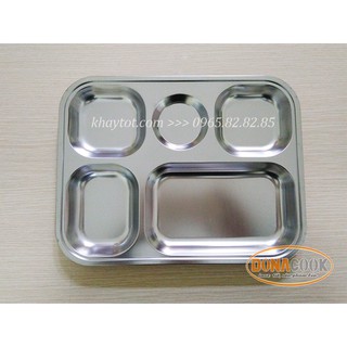 Khay chia cơm inox có nắp đậy
