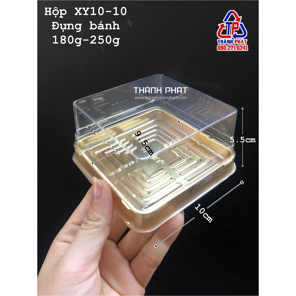 50 Hộp nhựa vuông XY10-10 đựng bánh trung thu 180g -200g- 250g