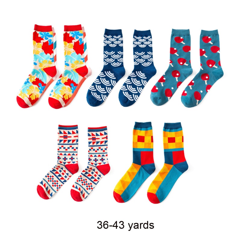 Đôi vớ cotton họa tiết hình học nhiều màu sắc thời trang cho nam và nữ