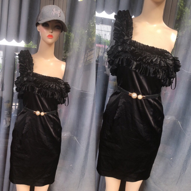 Đầm lệt vai màu đen dáng suông combo 7