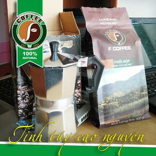 Combo ấm moka và cà phê F coffee
