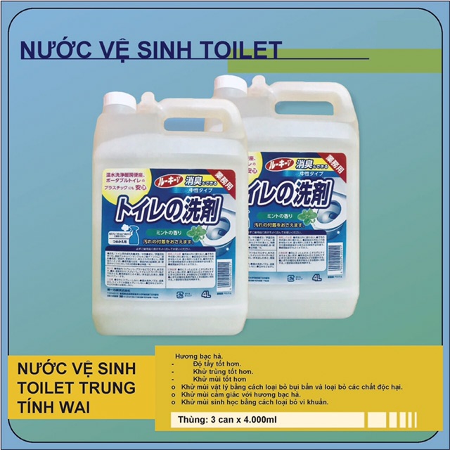 Combo 3 Can Nước Rửa Bát Wai , Tẩy Toilet Wai , Lau Sàn Wai 4 Lít Nhật Bản Sỉ Sll