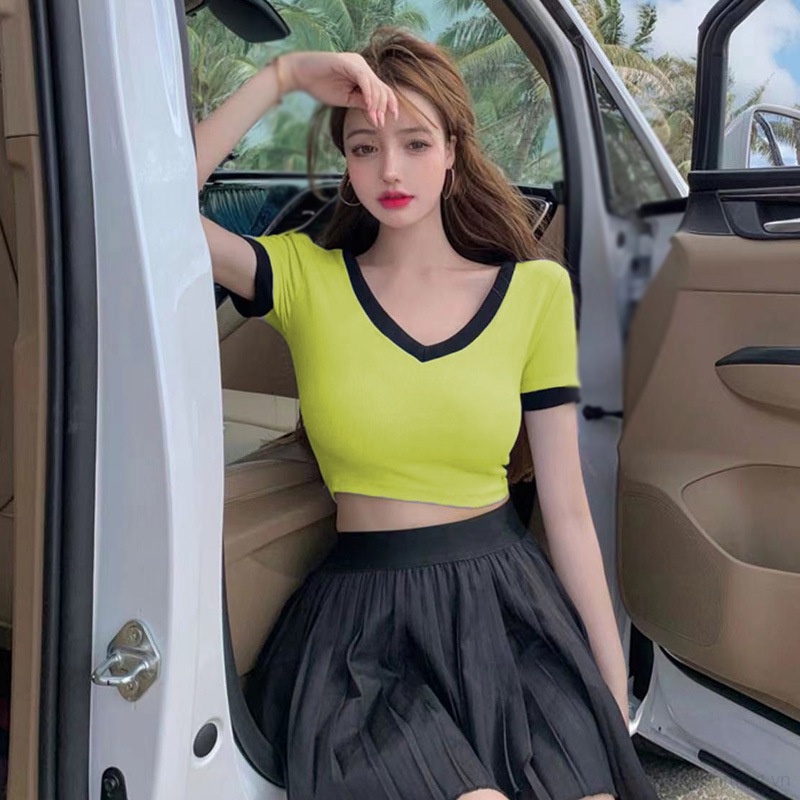 Áo Thun Nữ Tay Ngắn Cổ Chữ V Thời Trang Sành Điệu