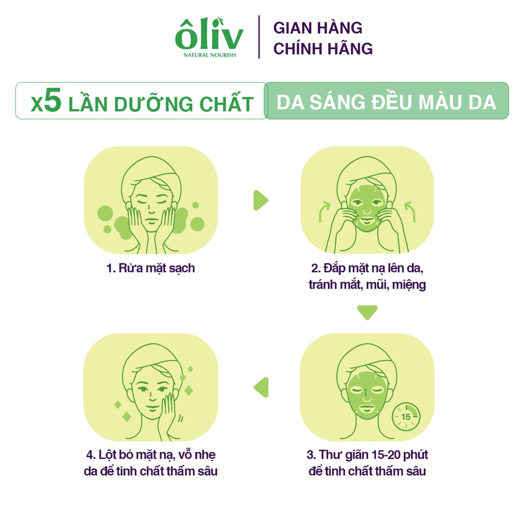 Mặt Nạ Ôliv giúp nuôi dưỡng trắng da  từ Dầu Ôliu và Chiết Xuất Dâu Tằm 20g