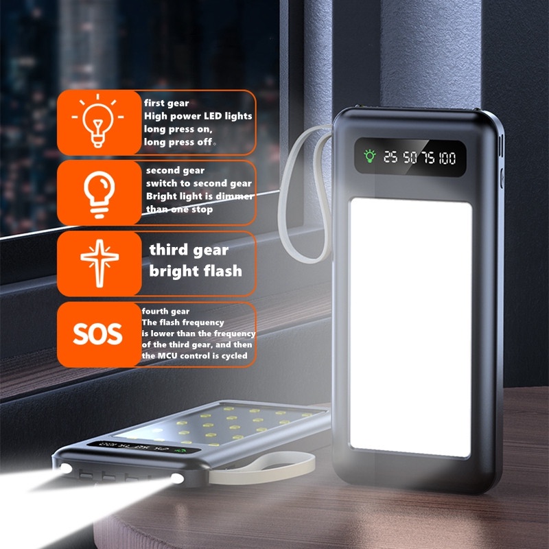 Sạc Dự Phòng YM520 20000mAh 3 Đầu Ra Micro USB Có Dây Cáp Dữ Liệu Cho táo Ty