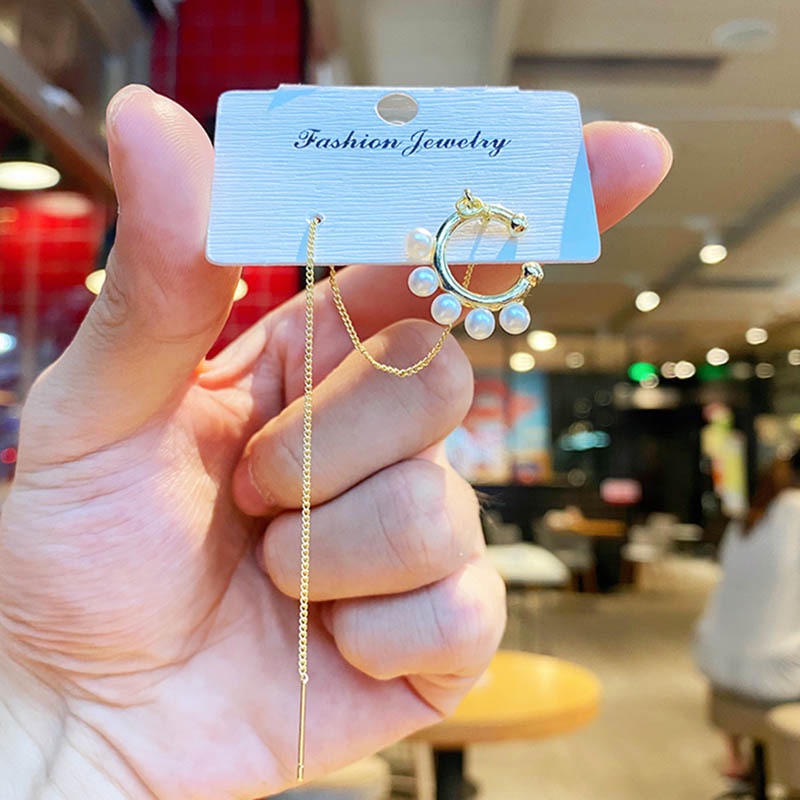 Đôi bông tai dáng dài đính ngọc trai nhân tạo sang trọng cho nữ