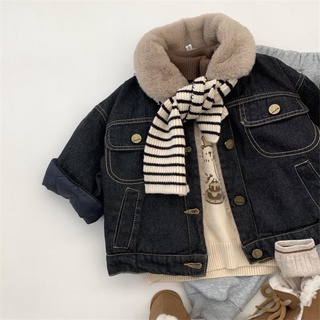 Áo khoác denim lót lông cừu giữ ấm thời trang cho bé trai