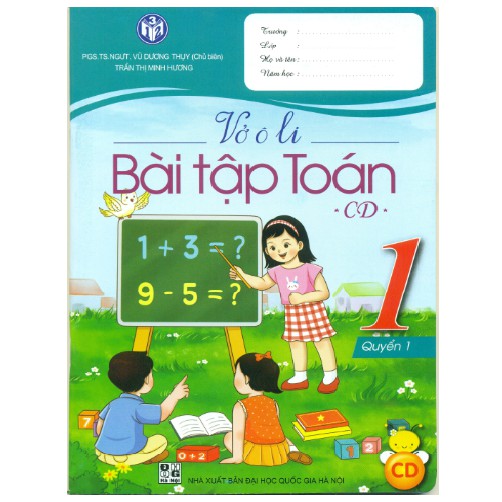 Sách - Combo Vở ô li Bài tập toán lớp 1 Cánh Diều (quyển 1+2) kèm bọc sách