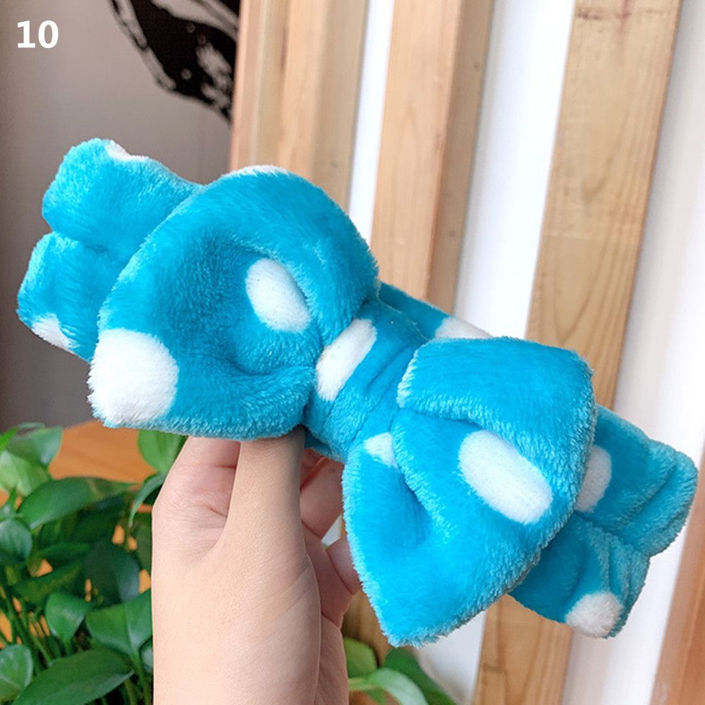 Băng đô rửa mặt trang điểm bản rộng thắt nơ vải nhung san hô mềm mại co giãn nhiều màu sắc thời trang tùy chọn cho nữ