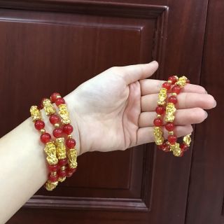 Vòng tay tỳ hưu đỏ ( 5 con tỳ hưu)