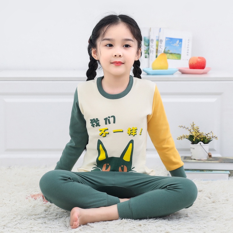 Bộ đồ ngủ 2 món 100% cotton in hình thỏ/mèo dễ thương cho bé