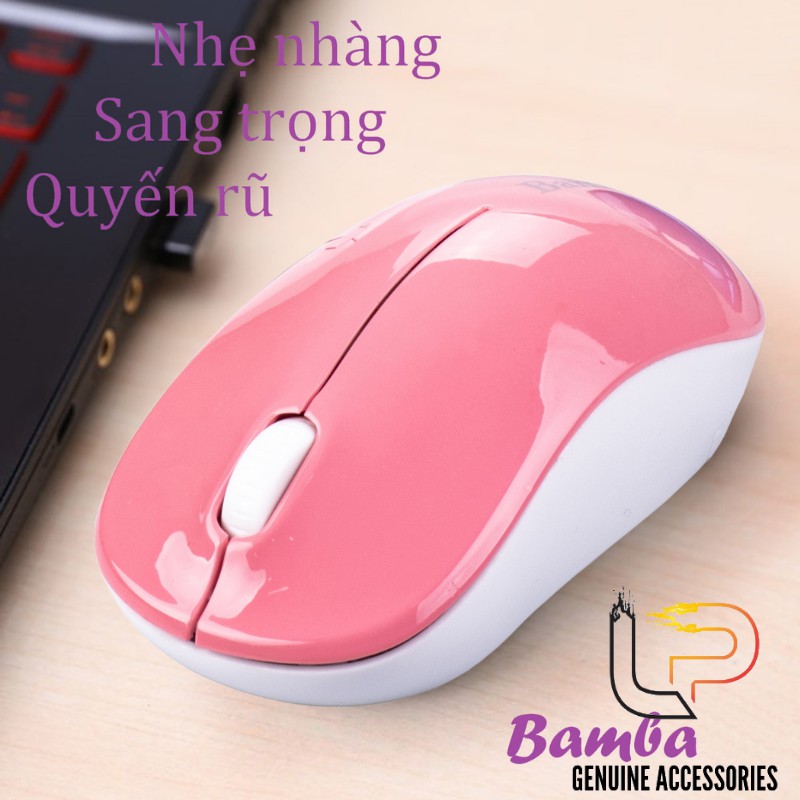 CHUỘT QUANG KHÔNG DÂY MÀU HỒNG - ĐEN BAMBA B1 - MOUSE KHÔNG DÂY BAMBA B