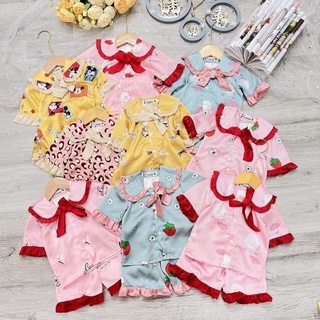 Bộ pijama lụa cộc tay cho bé gái