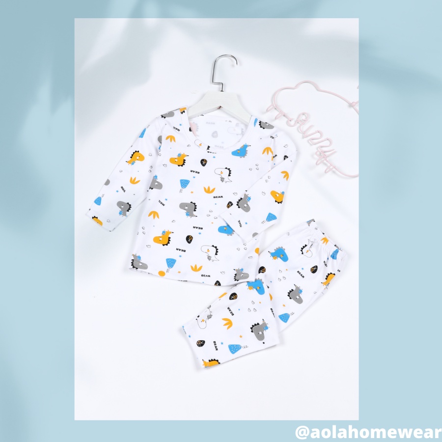 Bộ dài tay cho bé trai thun cotton co giãn 4 chiều, pijama cho bé mặc ngủ Áo Lá Homewear COT4CT