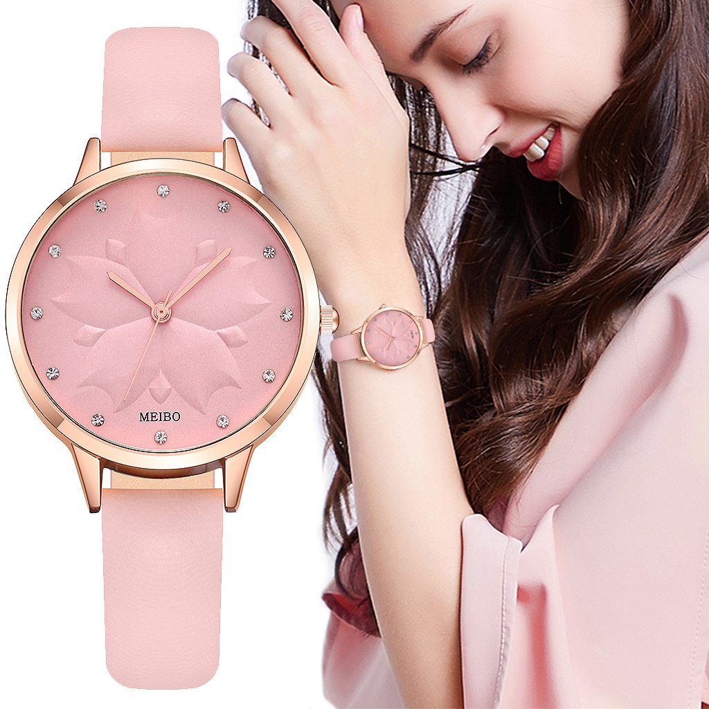 Đồng hồ nữ chính hãng dây da mặt tròn nhỏ thời trang giá rẻ D-ZINER ND48 dòng meibo