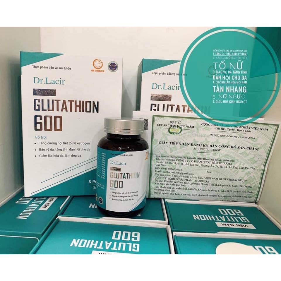 [MẪU MỚI] Viên Uống Nám Trắng Da GLUTATHIONE 600 ĐR LACIR