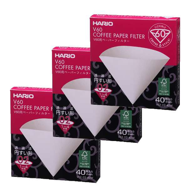 COMBO 3 HỘP GIẤY LỌC CÀ PHÊ HARIO V60 coffee filter paper VCF – 02 – 40W ( màu trắng) - 40 TỜ