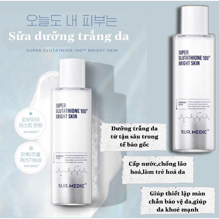 Toner Sur Medic Nước Hoa Hồng Dưỡng Trắng Da Sur.Medic+ Super Glutathione 100 Bright Skin 145ml