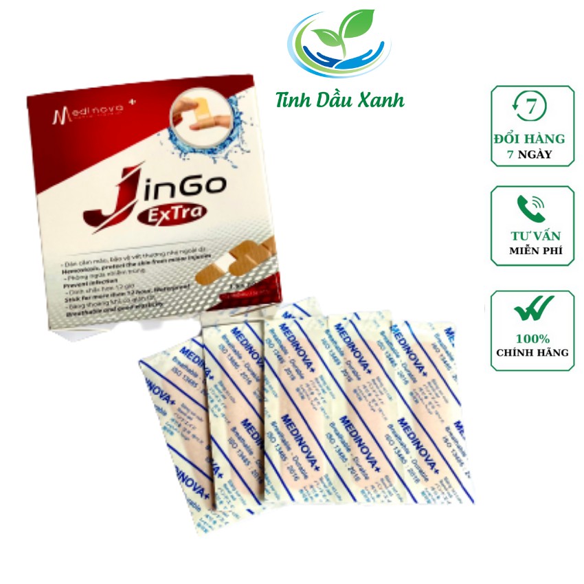 Miếng dán băng gâu Urgo Tinh Dầu Xanh Jingo extra hộp 102 miếng loại bản nhỏ Medinova