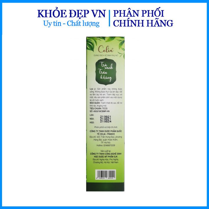 Dung dịch vệ sinh phụ nữ trà xanh trầu không Giúp duy trì độ pH và dưỡng ẩm vùng kín – Chai 125ml