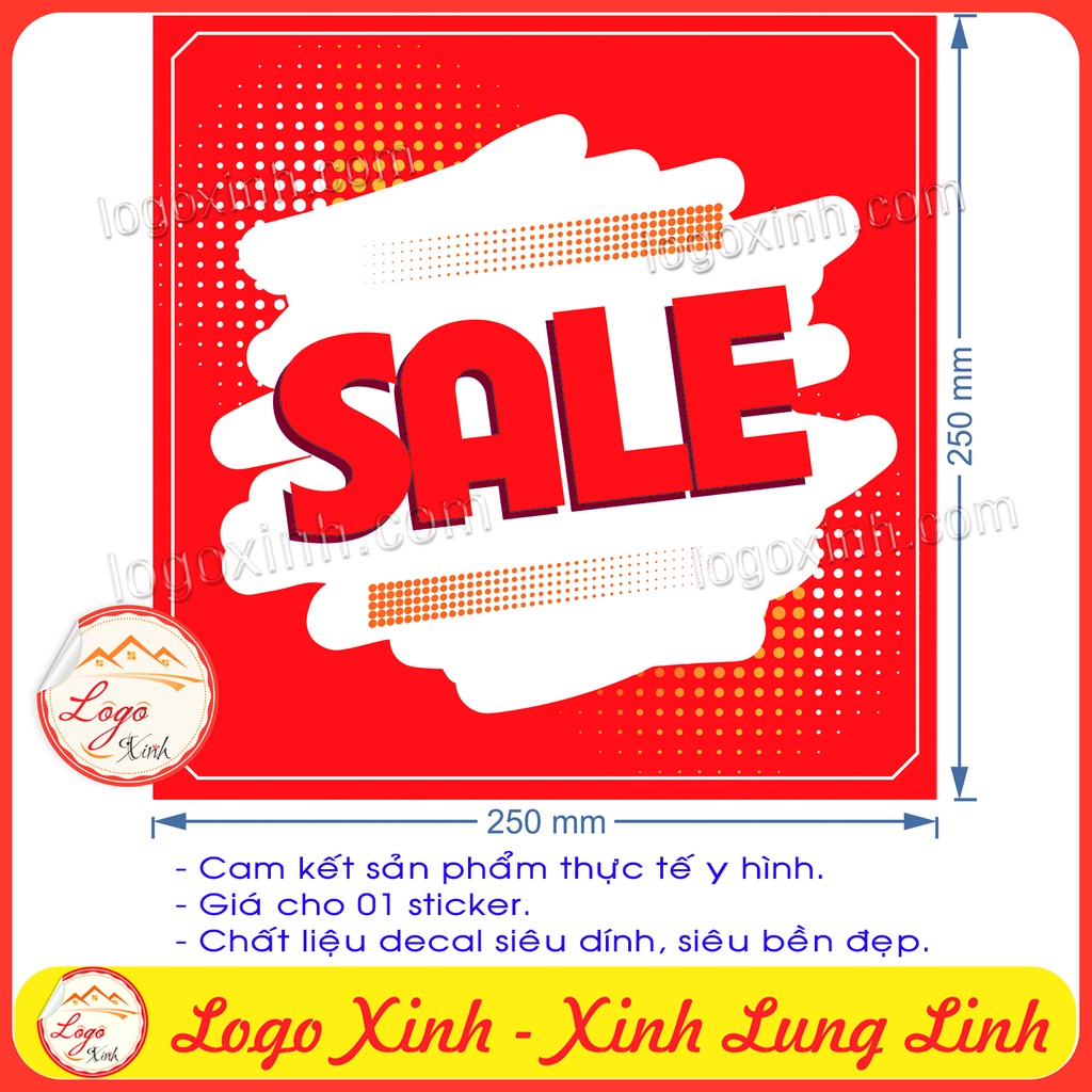 Logo Sticker Hàng Giảm Giá Sale Nhiều Kích Cỡ, Chất Liệu Decal Dán Trực Tiếp Dùng Cho Hàng Quán, Shop, Quầy Bán Hàng