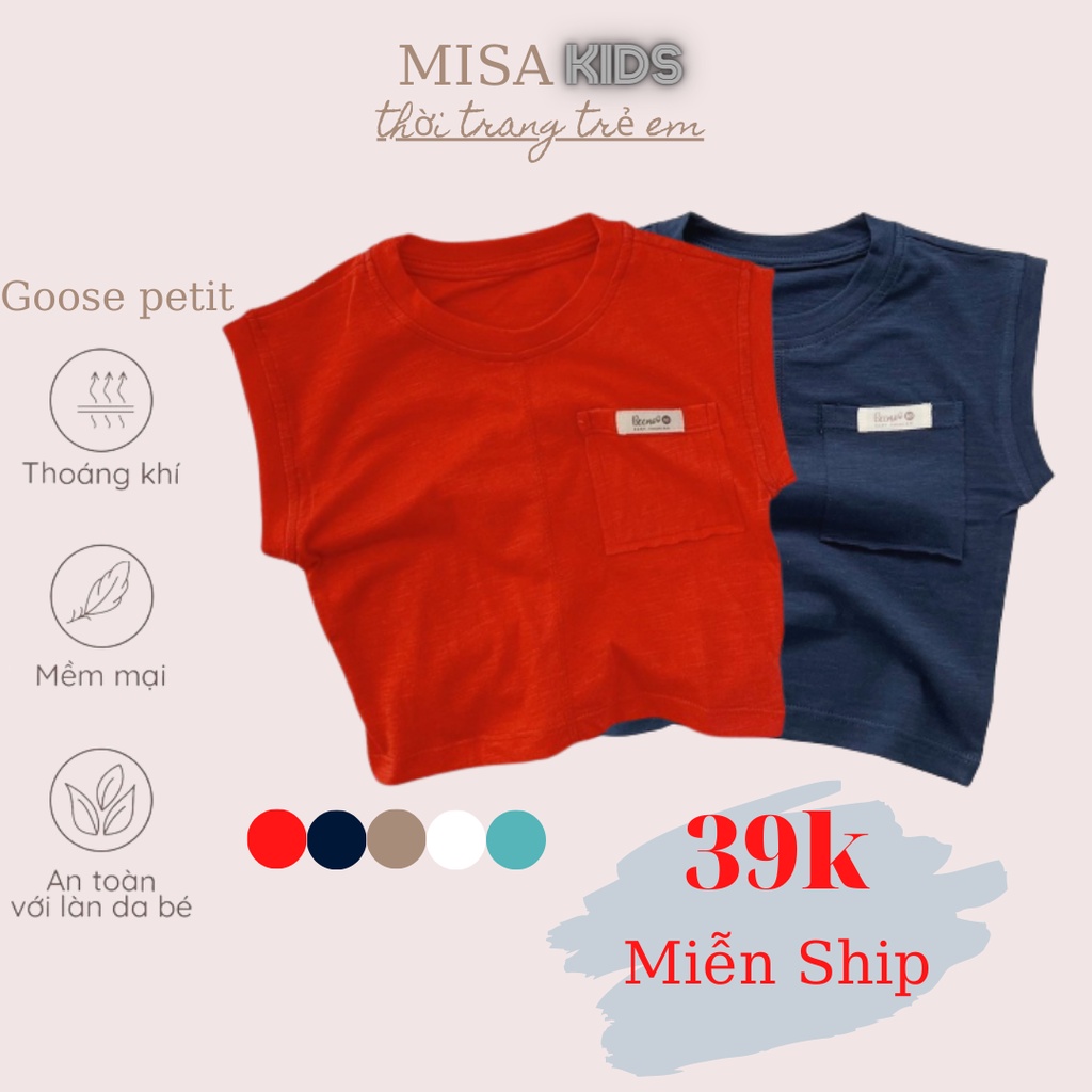 [HÀNG MỚI VỀ 2022] Áo phông cotton ba lỗ Goosekids cho bé trai, bé gái kiểu dáng tanktop Hàn Quốc