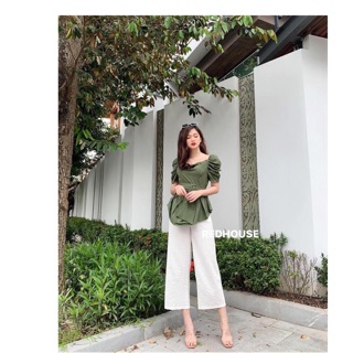 Quần ống rộng lỡ chất đũi lụa