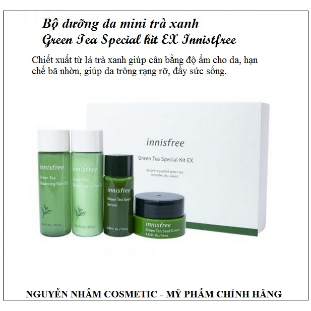 Bộ dưỡng da Innisfree mini trà xanh Green Tea Special kit EX Innistfree