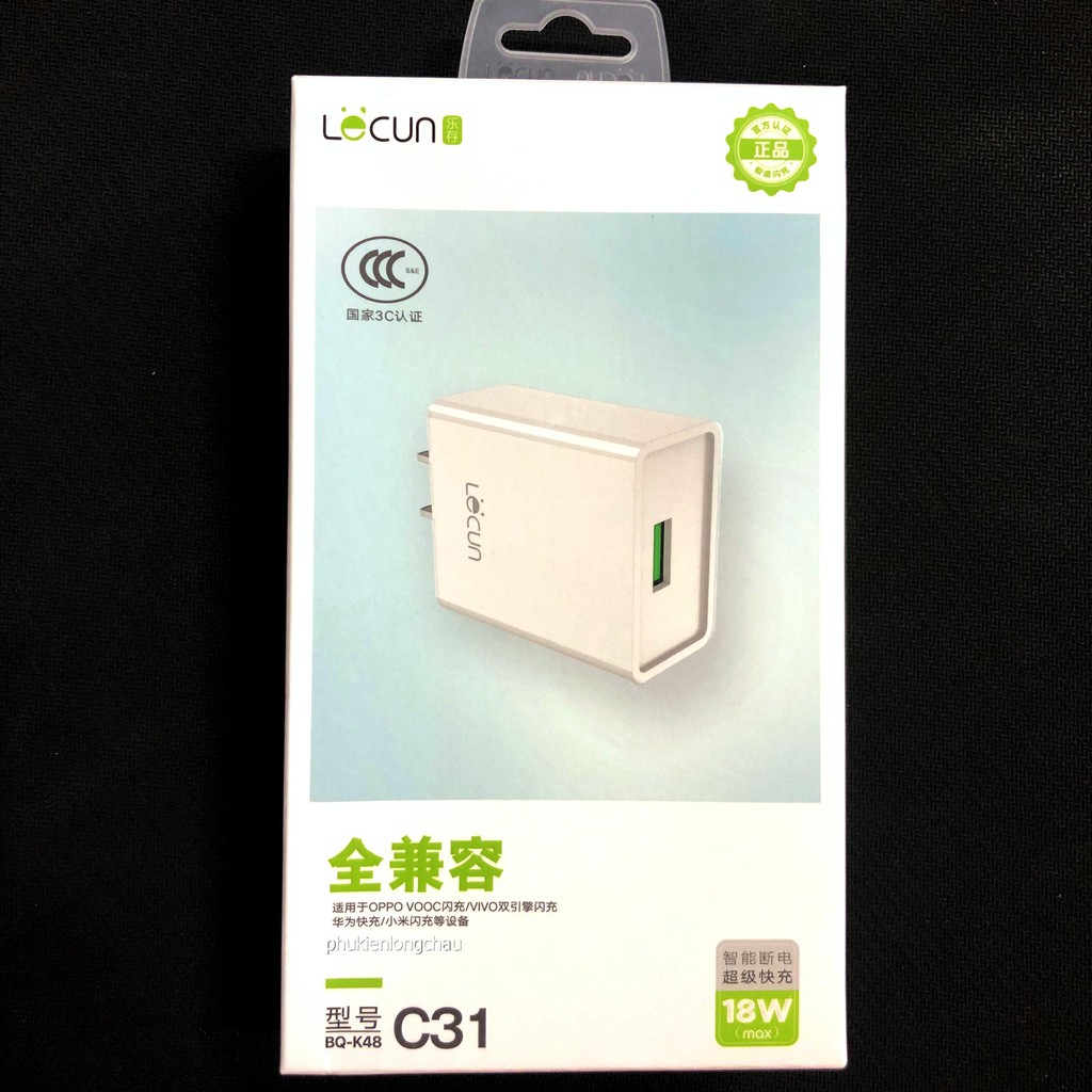 Cóc Sạc Lecun C31 BQ-K48 Hổ Trợ Sạc Nhanh lên đến 18W cho Oppo VOOC, Quick Charge Samsung - Vivo - Realme - Xiaomi,..