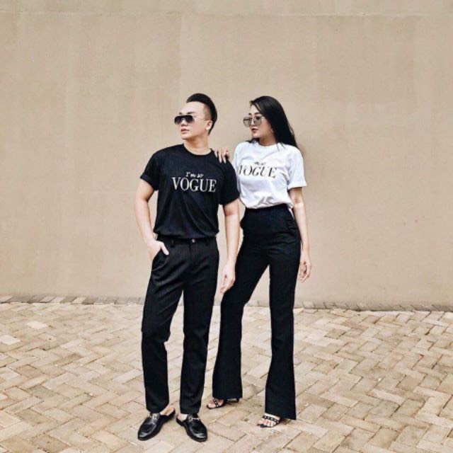 Áo thun cotton chữ VOGUE hai màu đen trắng đẹp dày dặn  Áo phông nam nữ đẹp nhất, áo thun đẹp