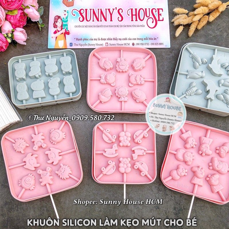 Khuôn kẹo mút Lollipop, Khuôn silicon làm kẹo mút dễ thương cho bé (ko kèm que) [Hàng loại đẹp]