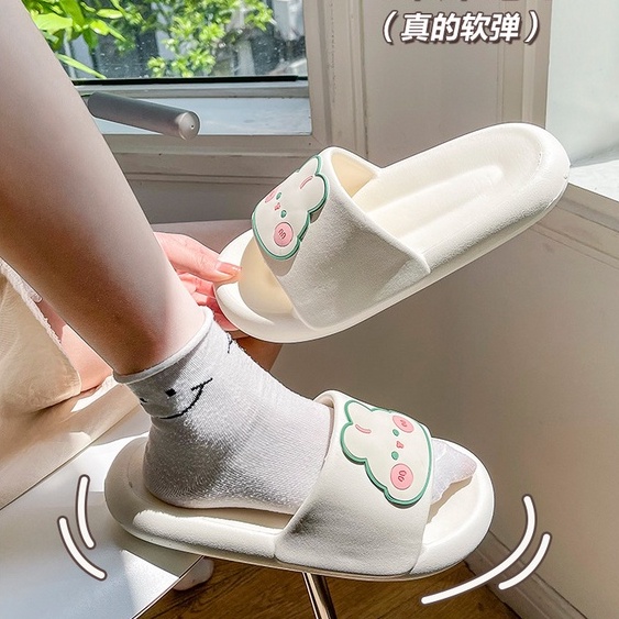 【MH】 Dép đi trong nhà của phụ nữ EVA Đi trong nhà Ngoài trời Dày dặn Đáy không trơn trượt Dép cặp đôi thỏ trắng dễ thương