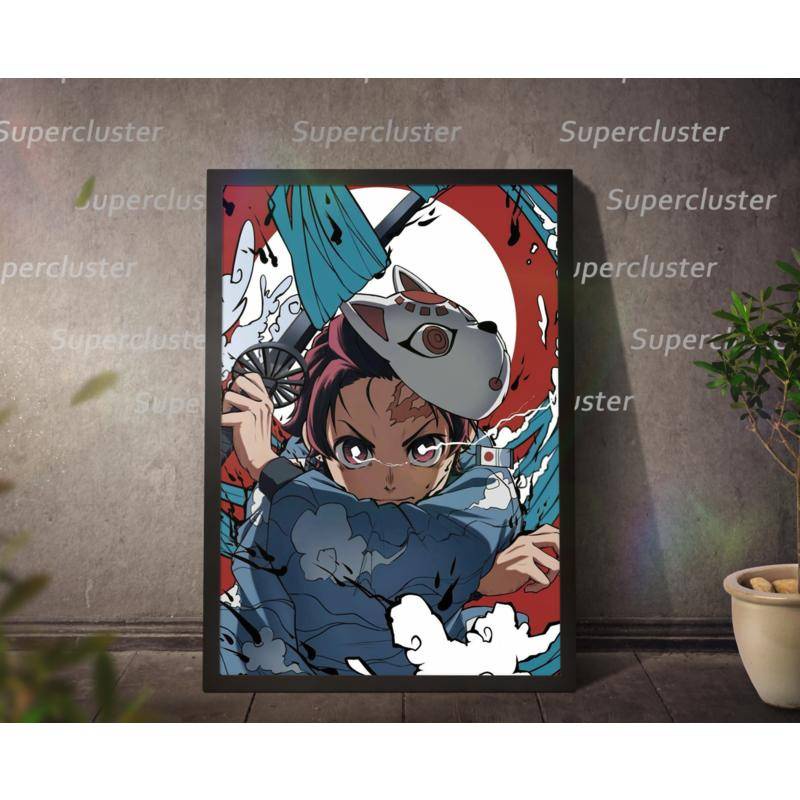 Tranh Vải Bạt Treo Tường Trang Trí In Hình Anime Demon Slayer Tanjirou Nezuko Cho Quán bar/Nhà Cửa