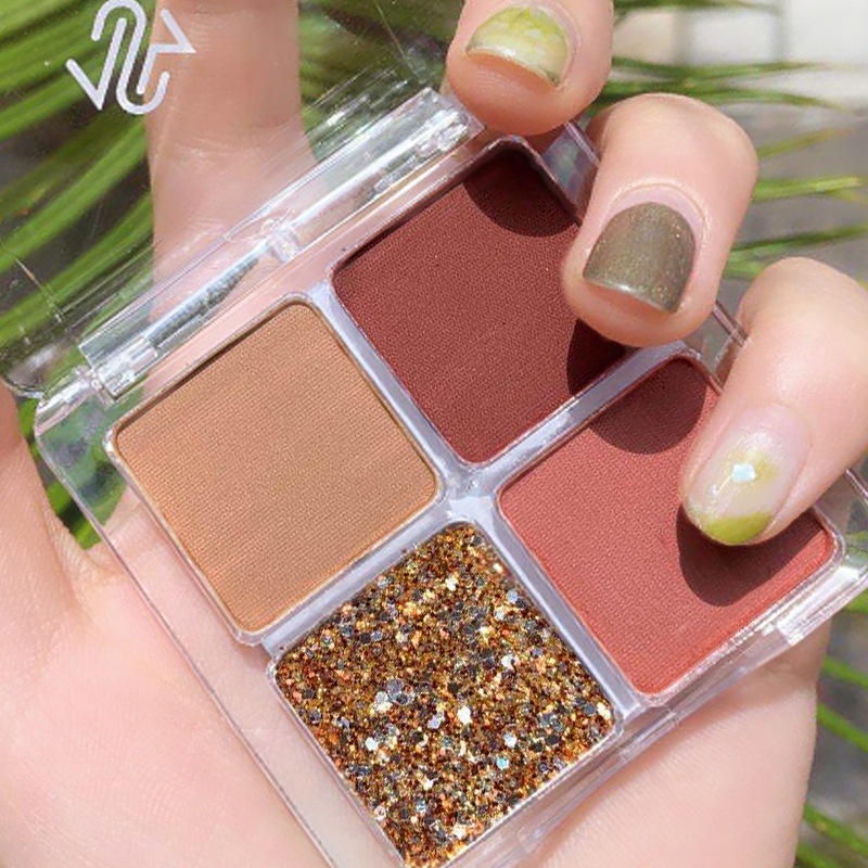 Bảng Phấn Mắt 4 Màu Sắc Hiệu Ứng Lì/ Ánh Nhũ Bắt Sáng Thiết Kế Nhỏ Gọn