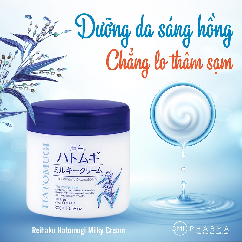 Dưỡng Ẩm Trắng Da Ý Dĩ Hatomugi The Milky Cream Nhật Bản 300g