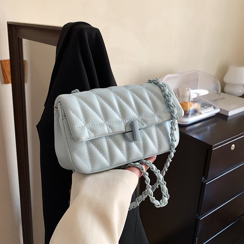 Túi đeo vai IELGY hình vuông cỡ nhỏ dây đeo phối xích thời trang cho nữ