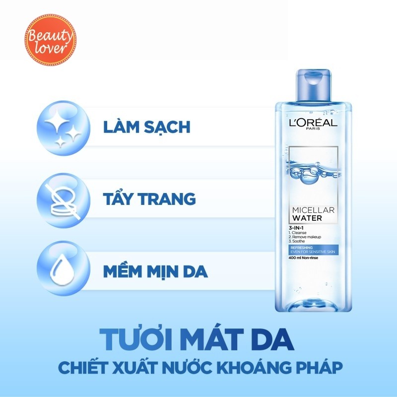 Nước tẩy trang Loreal 3-in-1 Micellar Water 400ml [Freeship] – Beauty Lover Nước Tẩy Trang Cho Mọi Loại Da | BigBuy360 - bigbuy360.vn