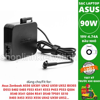 SẠC LAPTOP ASUS 19V-4.74A (90W) (Vuông, Đầu nhỏ) kích thước đầu ghim (4.0 x 1.35 mm)