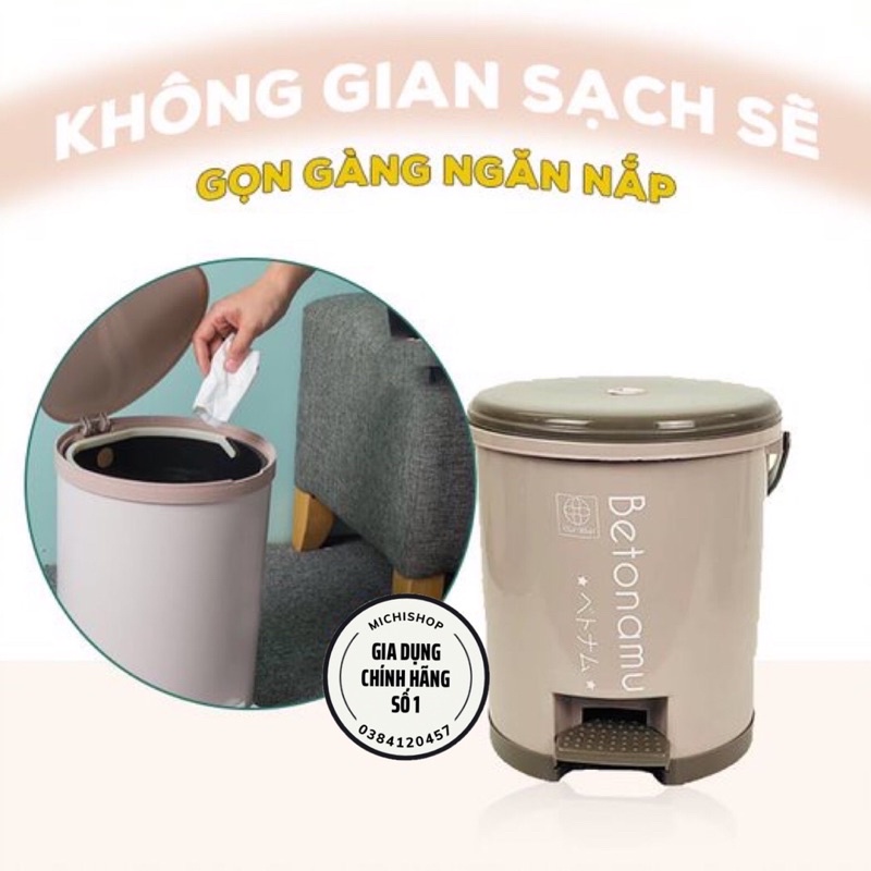 Thùng Rác Nhựa Nắp Tròn Đạp Chân 5 L, 10L Cao Cấp Việt Nhật, Thùng Rác Đạp Chân Văn Phòng, Nhà Bếp Tiện Lợi