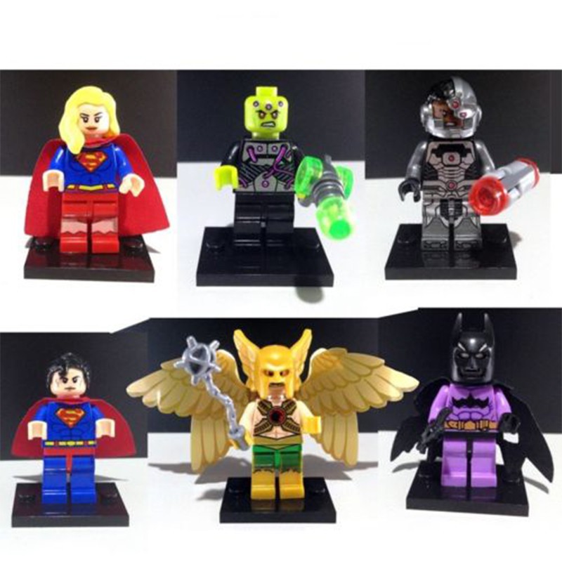 Bộ 6 mô hình mini Siêu nhân, Người dơi, Hawkman, Brainiac  kiểu Lego