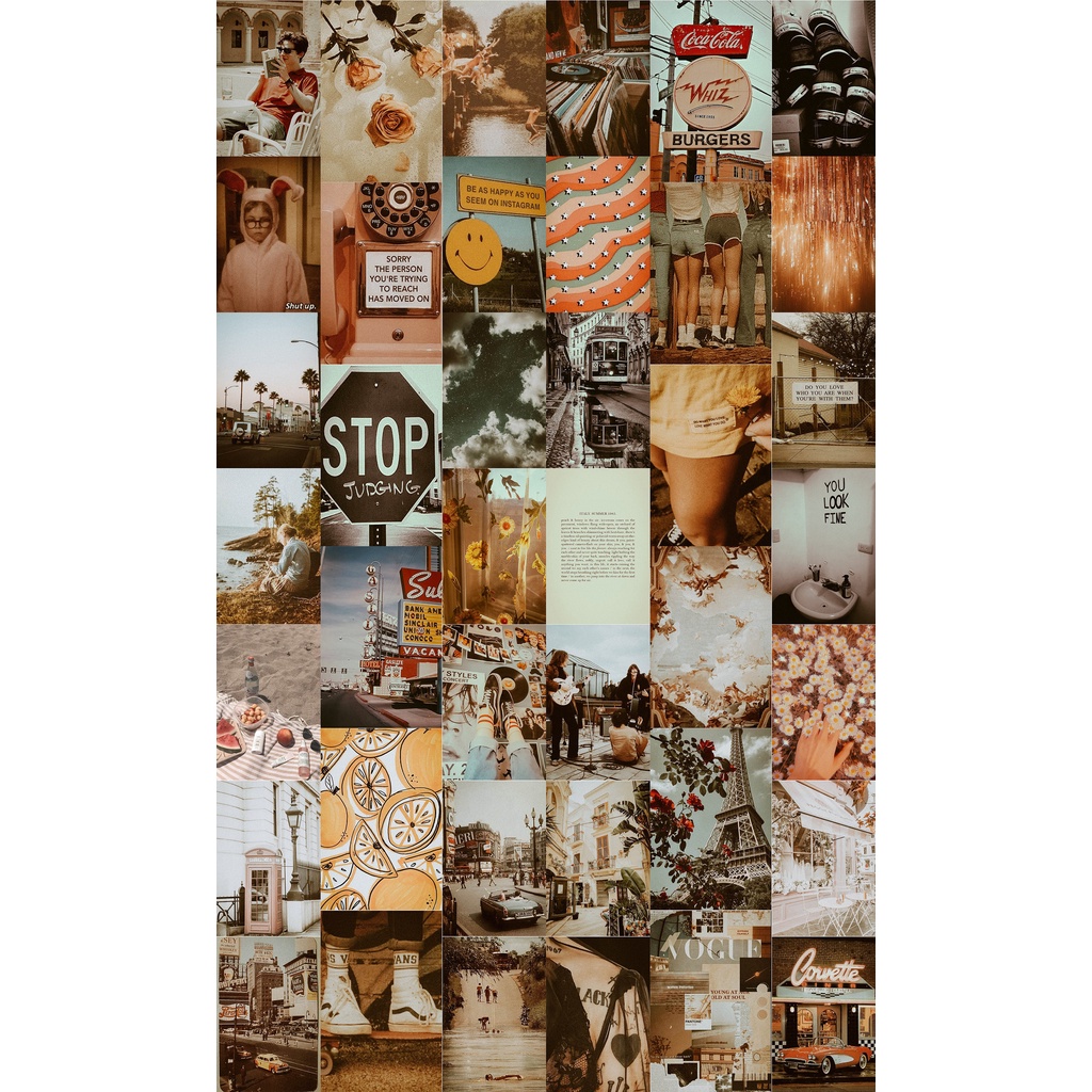 Combo 16 tấm Wall Collage dán tường trang trí phòng ngủ - theme Vintage