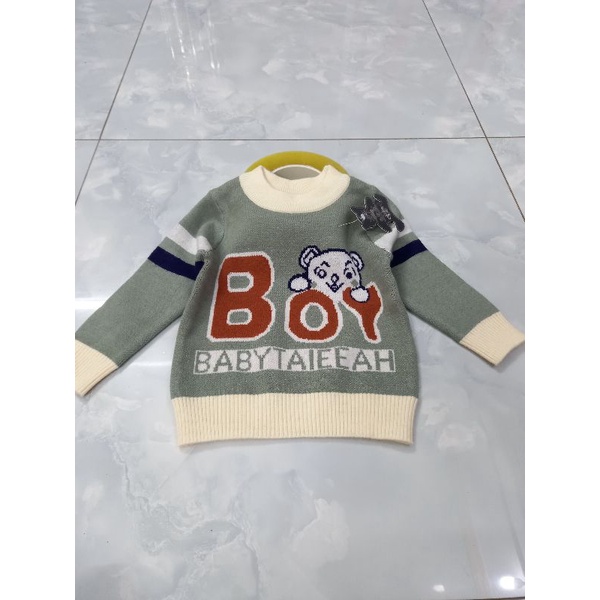 Áo len mịn 2 lớp mẫu gấu Chữ Boy Quảng Châu cho bé trai 6-16kg