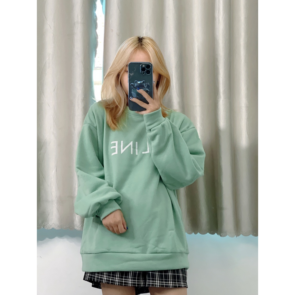 Áo sweater nỉ bông dáng rộng tay bồng dày dặn free size CELIN