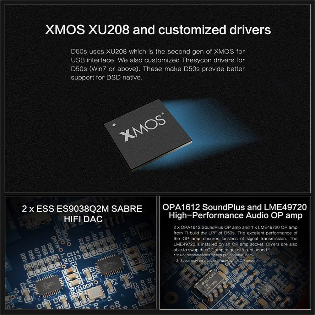 Bộ giải mã Hi-res DAC/AMP Bluetooth Topping D50s - Chip DAC ES9038Q2M, XMOS XU208, giải mã DSD512, PCM 32bit/768kHz