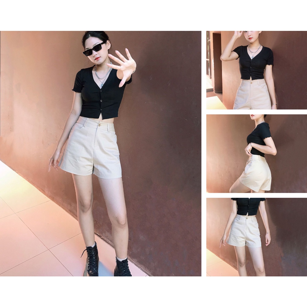 Quần đũi cạp cao chất kaki trắng, co giãn - ảnh thật mẫu Shop chụp | BigBuy360 - bigbuy360.vn