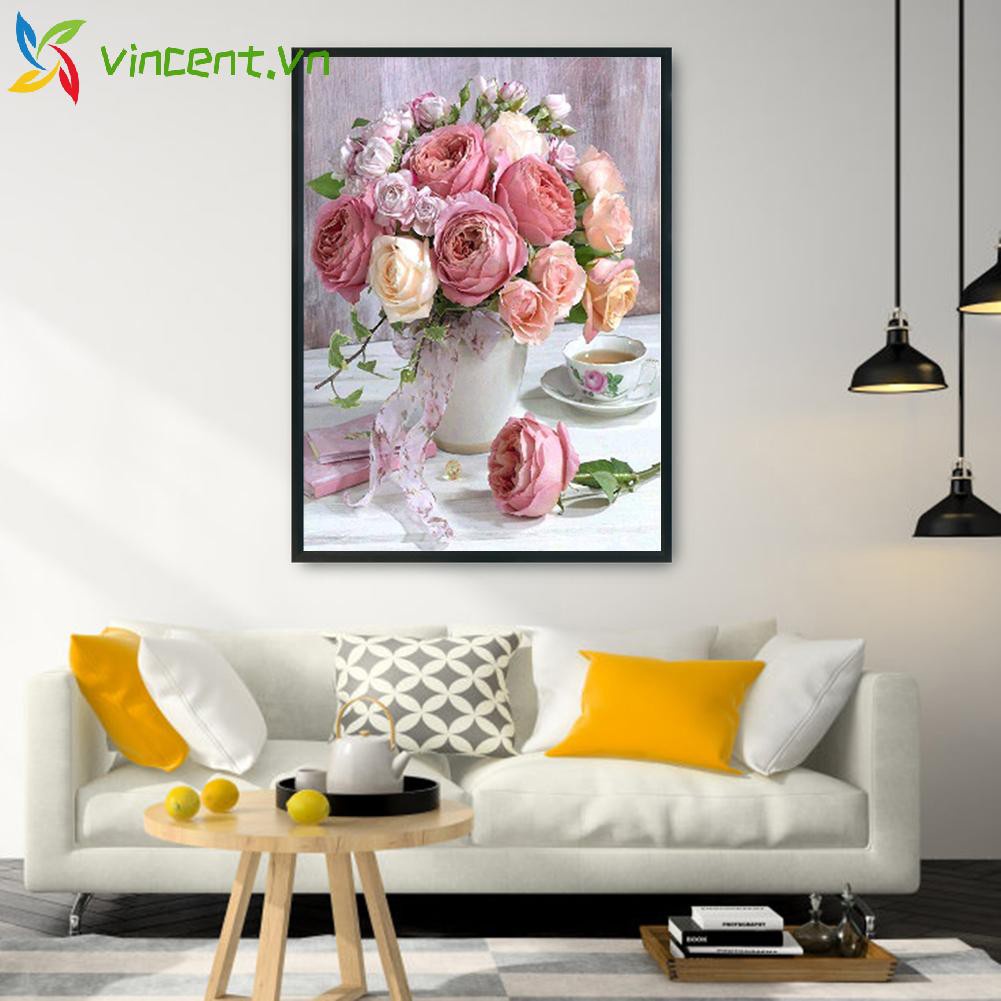 Bộ tranh thêu chữ thập diy 11ct 30x40cm hình bông hoa