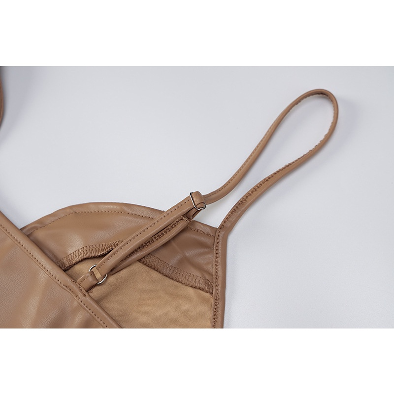 Đầm Da PU Cổ Chữ V Dáng Ôm Quyến Rũ Thời Trang Cho Nữ