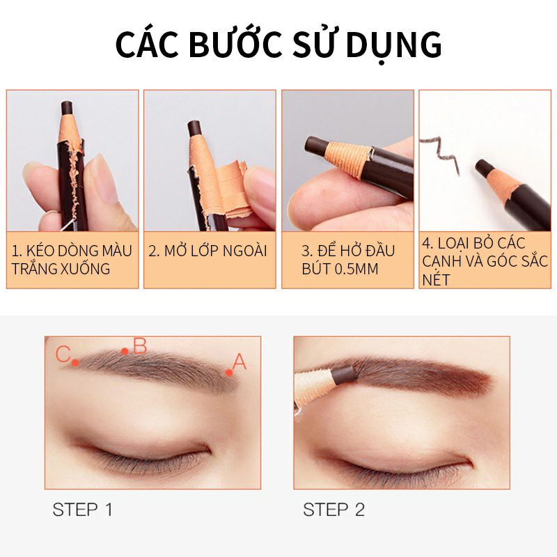 Bút chì xé kẻ mày cao cấp tiện lợi mềm dễ kẻ tập makeup